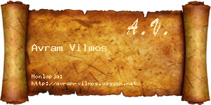 Avram Vilmos névjegykártya